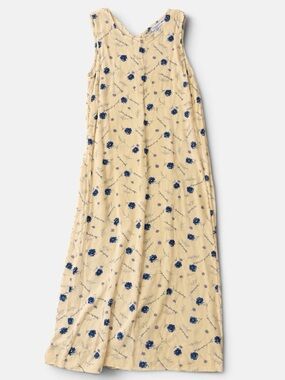 VINTAGE 90s Studio Ease Yellow Blue Floral Dress